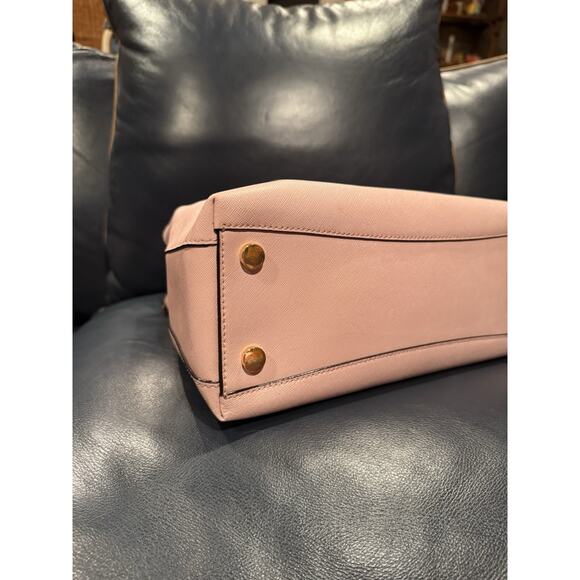 Michael Kors Sofia Portia Large Satchel Leather Bag Pink Blossom/gold - Picture 6 of 7